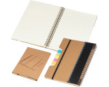Cuaderno con regla y notas adhesivas