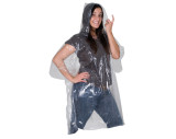 Impermeable tipo poncho, transparente.