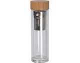 Botella de vidrio con tapa de bambú y capacidad de 420 ml